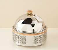 Panci Casserole Bulat Stainless Steel Terlaris Dengan Gagang Kayu, Wadah Penghangat Makanan Terisolasi, Chafing Dish dengan Panci Kayu