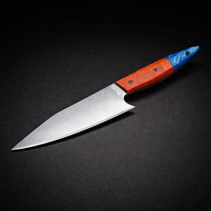 Couteau de chef artisanal écologique en acier inoxydable avec manche en résine ambidextre et étui en cuir vintage - Cadeau pour la fête des pères - Product Image 6