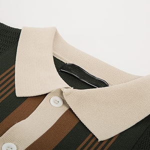 Nouveau design de cardigan en tricot rayé, boutonné, à manches longues, pull-over, veste polo rayée, cardigan pour homme - Product Image 2