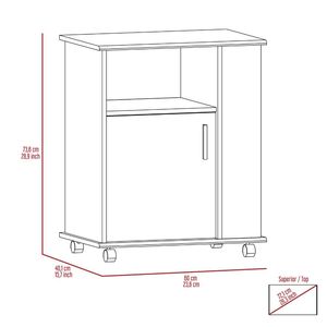 Mobiletto da Cucina Bianco a Porta Singola con Altezza 29 Pollici, Dispensa Inferiore per Microonde, Un Ripiano Aperto e Tre Ripiani Laterali - Product Image 4