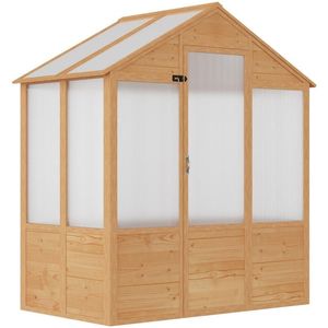 6 'X 4' X 7 'serra In legno naturale con porta In policarbonato serra da giardino all'aperto - Product Image 2