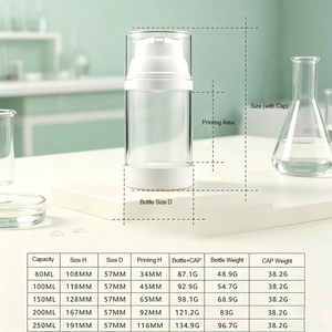Bouteilles distributrices sans air portables de 80 ml à 250 ml pour lotions et cosmétiques - Product Image 6