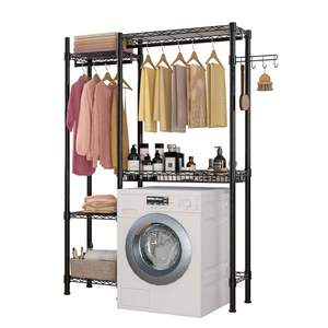 Porte-vêtements métallique robuste, étagère de rangement portable pour lave-linge et sèche-linge, organisateur de placard, séchoir à linge en fil métallique - Product Image 4