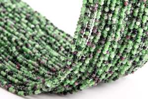Cuentas de piedras preciosas de zoisita de rubí natural genuino, cuentas sueltas redondas facetadas verdes y rojas para hacer joyas, pulseras y manualidades. - Product Image 5