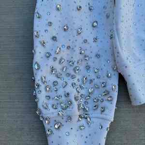 Sweat à capuche personnalisé Street Wear avec fermeture éclair et strass, noir, haute qualité et séchage rapide, sweat à capuche avec strass - Product Image 6