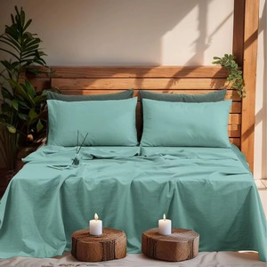 Parure de lit 4 pièces en lin 100% naturel pour lit Queen, respirante, douce et durable, vente en gros - Product Image 2