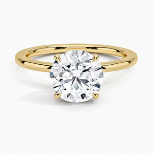 Bague de fiançailles de luxe en or pour femme, sertie d'un diamant de laboratoire taille brillant rond, style croisé solitaire - Product Image 1