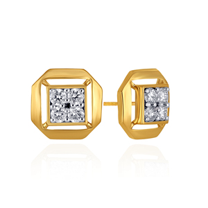 Pendientes de Diamantes Forme Octa para Mujer, Oro Amarillo, Corte Princesa, Diamantes Naturales, Minimalistas, para Uso Diario - Product Image 2
