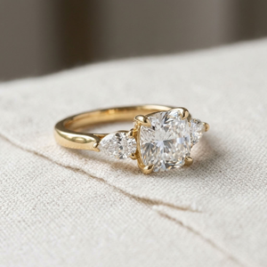 Women's 18K Gold Lab Grown Diamond <b>Cushion</b> Cut Engagement <b>Ring</b> Marquise Side Stones IGI Certified Classic <b>Wedding</b> Party Style - Product Image 2