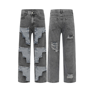 Jeans en denim pour hommes, style vintage, déchirés, décontractés, respirants, de haute qualité, à prix bas, avec logo personnalisé en gros - Product Image 3