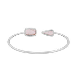 Pulsera de Plata de Ley 925 Natural Creations con Incrustaciones Geométricas de Cuarzo Rosa, Estilo Minimalista, Joyería Unisex - Product Image 4