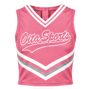 Pink Cheer <b>Shirt</b> Sleeveless Team Athletic Sports Top Performance Uniform Training Practice Competition Cheerleading Apparel - Product Image 1