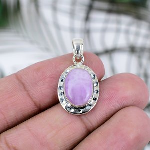 Colgante de Plata de Ley 925 con Kunzita Natural, Hecho a Mano, Joyería Fina, Piedra Ovalada, Venta al por Mayor, OEM y ODM, Engaste de Bisel, Piedra de Nacimiento - Product Image 1