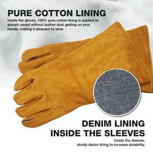 Gants de soudure en cuir de vachette pleine fleur de haute qualité, résistants à la chaleur, aux étincelles et aux flammes, durables, pour la sécurité au barbecue - Product Image 6