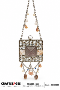 CRAFTSTAGES Crystal Embellished Evening <b>Clutch</b> Bag With <b>Pearl</b> Chain Strap Elegant Party Handbag CSIBG25-1048 - Product Image 3