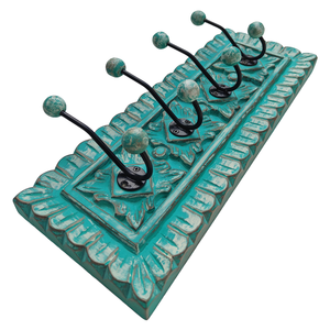 Smart Art Wood Carving Green Washed Decor 4 <b>Hooks</b> <b>Wall</b> <b>Key</b> <b>Hook</b> Handmade <b>Wall</b> Mount <b>Key</b> Hanger <b>Wall</b> Personalized Engineered Wood - Product Image 3