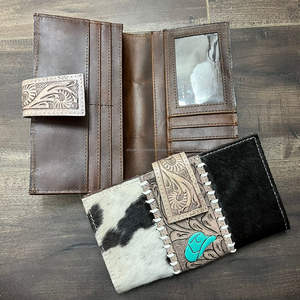 Nouveau portefeuille bifold de luxe à grande capacité avec blocage RFID, en cuir de vachette travaillé à la main, porte-cartes, portefeuille long, pochette pour femmes - Product Image 6