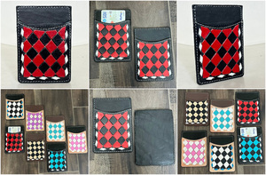 Handcrafted Tooled Leather <b>Card</b> <b>Holder</b> with Black & Red Check Pattern Luxury Slim Front Pocket <b>Wallet</b> Custom OEM/ODM <b>Card</b> Case - Product Image 3