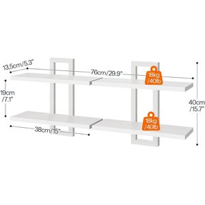 15 Inch 2-Tier Floating Wall Mounted Storage Shelves Hanging Bathroom and Living Room Shelves Set - Product Image 3