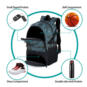 Sac à dos de sport Oxford OEM ODM pour basketball, gym, volley-ball, football, avec poche séparée pour ballon et chaussures, sacs de sport - Product Image 4