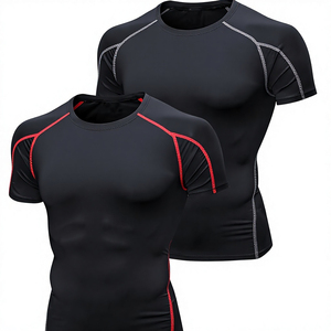 T-shirt de compression respirant pour la gym, personnalisable, coupe ajustée, vêtements de sport à séchage rapide pour l'entraînement physique - Product Image 4
