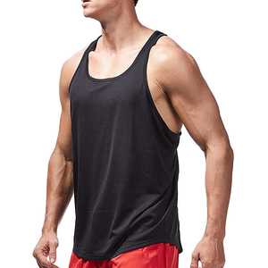 Débardeur de sport noir à séchage rapide pour homme, col rond, tricoté, pour la course et la gym - Product Image 1