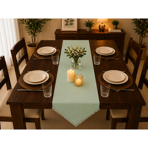 Premium 100% Cotton <b>Table</b> <b>Runner</b> | Decorative Fringed Dining <b>Table</b> <b>Runner</b> for Home, Hotel & Wedding - Product Image 2