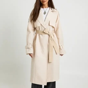 Abrigo largo informal de lana para mujer, estilo europeo y americano, para otoño/invierno, cálido, de color liso, con corte nuevo en los laterales. - Product Image 3