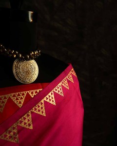 Nouveau Sari indien traditionnel en soie brute imprimé Patola multicolore et tendance pour femmes, idéal pour les fêtes, à prix de gros - Product Image 6