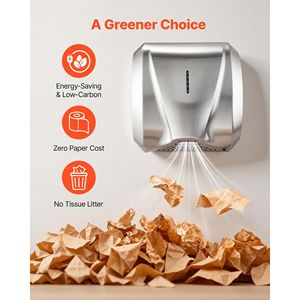 Asciugamani Elettrico Automatico ad Alta Velocità da 1800W con Filtro HEPA, in Acciaio Inox Spazzolato, Resistente per Bagno Domestico - Product Image 6