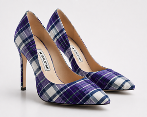 Escarpins de luxe à talons aiguilles pour femme, motif écossais, pour mariage et soirée, personnalisables (design et logo) - Product Image 1