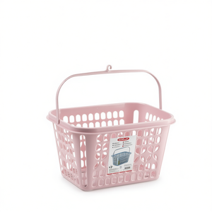 Cestino portaoggetti in plastica con maniglia, rettangolare 12x8x8 pollici, per organizzare cucina e bagno - Product Image 2