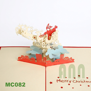 Best Selling Custom 3D Laser Cut Handmade Santa Sky Design <b>Paper</b> Greeting Cards Souvenir Merry Christmas Birthdays Weddings UV - Product Image 2