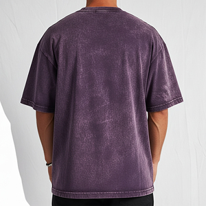 T-shirt personnalisé OEM/ODM en molleton 100 % coton, délavé à l'acide, effet soleil, coupe ample, épaules tombantes, impression sérigraphiée sur mesure - Product Image 5