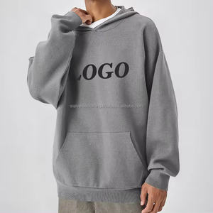 เสื้อมีฮู้ดถักผ้าฝ้ายแขนยาวสำหรับผู้ชาย, เสื้อสเวตเตอร์ผ้าแจ็คการ์ดปักโลโก้ที่กำหนดเองกระเป๋าย้อมสีธรรมดาพิมพ์ลายดิจิตอล - Product Image 5