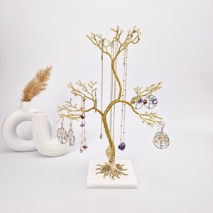Wrought Tree Gold Finish Marble Base Jewelry Organizer For Home Decor And Accessory Organization Display Stand From India - Product Image 1