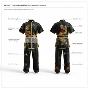 Nuevo Conjunto de Kung Fu de Color Sólido con Diseño Decorativo Hecho a Mano, Uniforme de Karate de Alta Calidad de Manga Corta para Artes Marciales Tradicionales de Tai Chi - Product Image 2