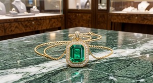 Collier pendentif plaqué or 18 carats en argent sterling 925, style européen, émeraude taillée, cadeau de fiançailles de luxe, idéal pour les soirées - Product Image 2