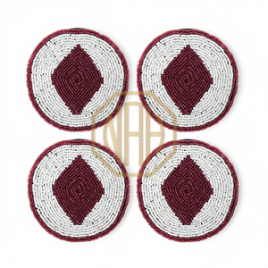 Posavasos Artesanal de Moda con Cuentas de Vidrio Azul Claro y Blanco con Detalles Brillantes para una Decoración de Mesa Elegante - Product Image 4