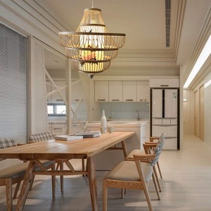 Abat-jour en bambou et rotin, design actuel, fait main, luminaire suspendu pour intérieurs de luxe - Product Image 5