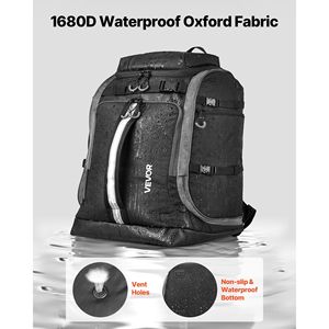 Borsa da sci Oxford impermeabile da 55L zaino da viaggio nero per attrezzatura da Snowboard - Product Image 6