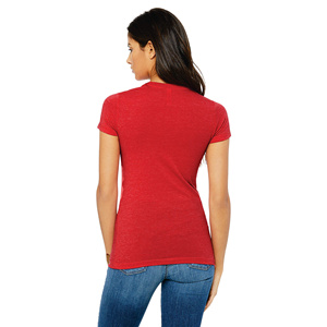 Women's Slim Fit Crew Neck T-Shirt Solid <b>Red</b> Short Sleeve Casual Jersey Cotton <b>Top</b> Breathable All Seasons Wear - Product Image 3
