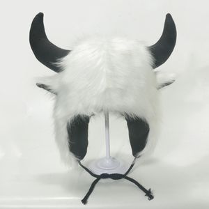 OEM 2026 Wholesale Custom Logo Winter <b>Plain</b> Funny Warm Ear Protection and Cold Riding Plush Insulation Cowhorn Hat - Product Image 4