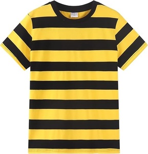 Mens Yellow <b>Black</b> Striped Breathable Plus Size Cotton Crew Neck T-<b>shirt</b> | Short Sleeve Casual Bold Stylish Everyday Comfort - Product Image 1