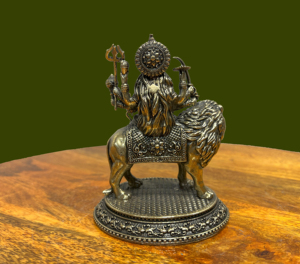 Handcrafted Brass Maa Durga <b>Statue</b> on Lion Hindu Goddess Idol Religious Home Temple Decor - Product Image 6