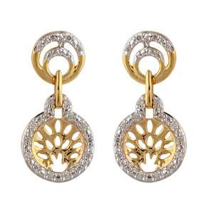 OEM ODM Tree of Life 14K White Gold Plated <b>Dangle</b> <b>Earrings</b> | Trendy Round <b>Diamond</b> Jewelry for Women Wholesale - Product Image 2