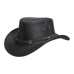 หมวกคาวบอยหนังนูบัคสีดำ ปีกกว้าง ตกแต่งด้วยแถบโลหะทองเหลือง - Product Image 6