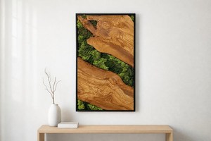 Arte de pared de musgo Evergreen, decoración de madera, escultura inspirada en la naturaleza, panel de arte forestal, acento botánico, decoración interior de lujo - Product Image 3