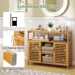 Natural Aesthetic Bamboo Bathroom Cabinet 2 Enclosed Spaces 1 Open Shelf 9\" Inner Cabinet Shelf Spacing 39\"x13.5\"x8\" - Product Image 4