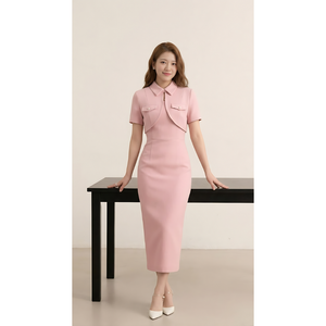 Vestido de Mujer al Por Mayor, Estilo Elegante para Oficina, Servicio Personalizado OEM ODM, Vestido Casual de Alta Calidad en Color Rosa para Mujer - Product Image 3